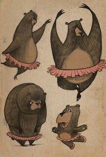 Bear in tutu Dancing Drawing, Npc Ideas, Lunchbox Notes, Dancing Animals, Bear Drawing, Birthday Inspo, Characters Design, Fairytale Illustration, Easy Doodle Art