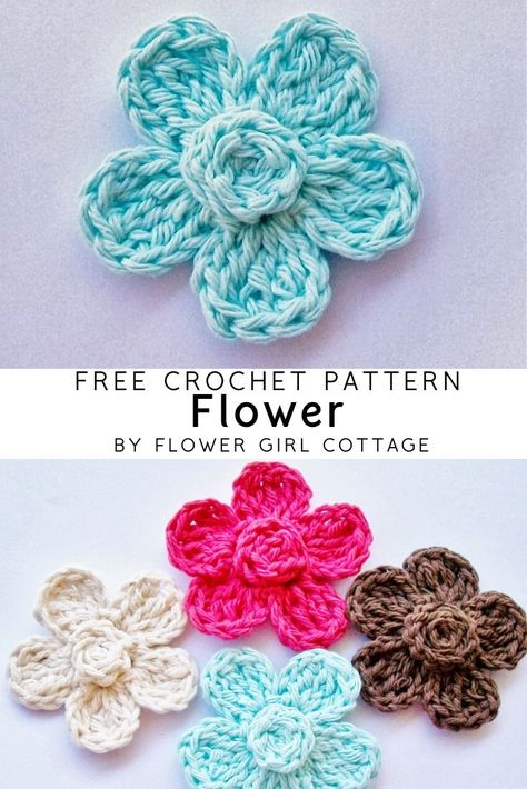 Free Crochet Pattern Flower Cable Organizer Flower Crochet Pattern Free Diagram, Crochet Small Flowers, Free Crochet Pattern Flower, Diy Crochet Flowers Tutorial, Crochet Bouquets, Crochet Pattern Flower, Easy Crochet Flower, Diy Crochet Flowers, Crochet Handles