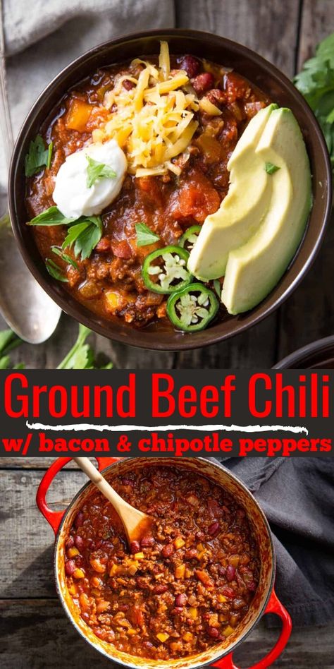 Beef Chipotle, Beef Brisket Chili, Ground Beef Chili Recipe, Chipotle Chili Recipe, Thick Beef Stew, Hawaiian Beef, Beef Recipes Easy Quick, Dinner Mexican, Quick Ground Beef Recipes