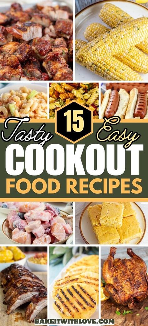 Elevate your next cookout with this ultimate collection of easy cookout food ideas, featuring everything from juicy burgers and flavorful sides to refreshing salads and sweet desserts. Whether you're hosting a backyard BBQ or a casual summer get-together, these recipes are guaranteed to impress your guests and satisfy all appetites. BakeItWithLove.com #idobbq #bbq #grilling #picnic #cookouts #recipes Cookout Food Recipes, Easy Cookout Food, Cookout Food Ideas, Fire Pit Landscape, Bbq Chicken Rub, Smoked Beer Can Chicken, Summer Potluck Recipes, Grilled Dinner Recipes, Pork Ribs Grilled