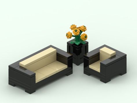 Custom MOC instructions for: Outdoor Couch and Chair Includes: PDF of Instructions Instructions include parts list at the end of the PDF The parts list includes item ID, color, and qty for use on bricklink.  A great MOC for any building blocks fan! *DOES NOT INCLUDE ANY PIECES* PDF files ONLY Lego Couch Instructions, Simple Lego Builds, Things To Build With Legos, Lego Couch, Lego House Ideas Furniture, Lego Interior Design, Brick Furniture, Easy Lego Creations, Lego House Ideas