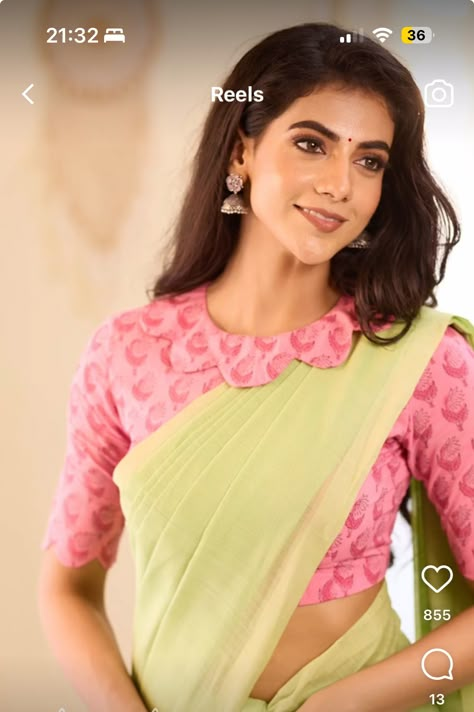 Front Pot Neck Blouse Designs, Blouse Design For Heavy Bust And Arms, Khadi Saree Blouse Design, Synthetic Blouse Designs, Collar Neck Blouse Designs Saree, Blouse Neck Designs Front Side, Collar Blouse Designs Latest, Coller Neck Blouse Patterns Back, Collar Neck Designs For Blouse