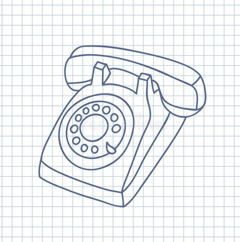 Hand drawn old telephone. royalty free illustration Old Telephone Drawing, Old Phone Illustration, Telephone Drawing, Phone Illustration, Old Telephone, Doodle Style, Old Phone, Free Illustration, Free Illustrations