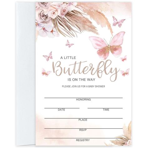 PRICES MAY VARY. Baby Shower invitation with Envelopes, Pink Pampas Grass Boho for girl, a little butterfly baby shower Invites for party supplies, Set of 25 Pink Pampas, Pink Pampas Grass, Butterfly Baby Shower Invitations, Butterfly Invitations, Little Butterfly, Butterfly Baby Shower, Butterfly Baby, Baby Shower Invites, Birthday Invitations Girl