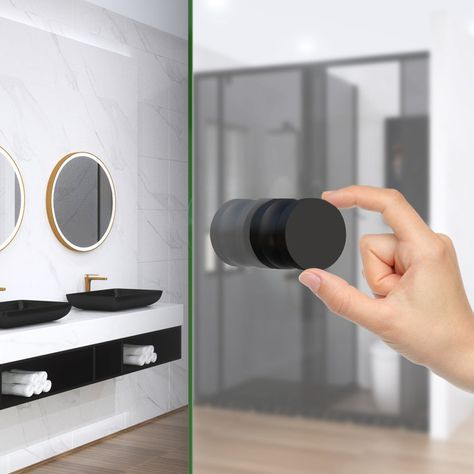 Shower Glass Door Handle, Shower Door Handle, Shower Glass Door, Black Shower Doors, Bathroom Glass Door, Glass Door Knob, Shower Door Handles, Shower Glass, Glass Door Knobs