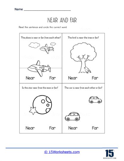 Near And Far Activities For Preschool, Far Near Concept Worksheets, Near Far Worksheet For Kindergarten, Near And Far Worksheet, Near And Far Worksheets For Preschool, Ukg Worksheets Activities, Worksheet For Nursery Class, Nursery Worksheets, Alphabet Writing Worksheets