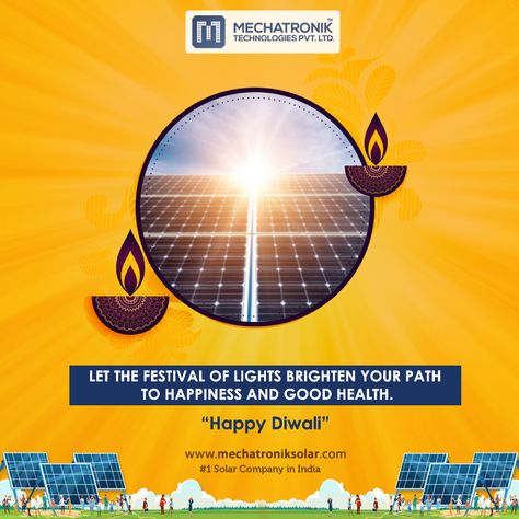 Let the Festival of Lights brighten your path to happiness and good health. Mechatronik wishes you a wonderful safe and happy Diwali... #HappyDiwali #Diwali2020 #HappyNewYear #Mechatronik #ResidentialSolar #CommercialSolar #IndustrialSolar #GoGreen #GoSolar #SolarEnergy #SolarPower #PureEnergy #SolarPanel #GreenEnergy #Ahmedabad Diwali Poster, Solar Companies, Residential Solar, Solar Solutions, Solar Water Heater, Diwali Wishes, Pure Energy, Festival Of Lights, Green Energy