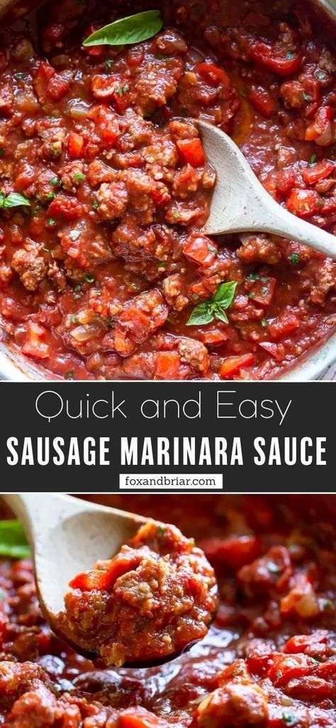 This Quick and Easy Italian Sausage Marinara Sauce Recipe is a versatile meat sauce with so many uses. It makes a quick and flavorful meal as a pasta sauce, or over spaghetti squash, on rustic bread as a sandwich, in a lasagna and so much more! Italian Sausage Marinara, Sausage Marinara, Marinara Sauce Recipe, Ground Beef Dishes, Rustic Bread, Yummy Pasta Recipes, Easy Comfort Food, Easy Italian, Spice Recipes