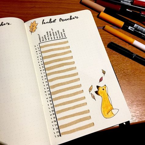 Fox themed habit tracker september Fox Bujo Theme, November Bujo Habit Tracker, September Bullet Journal Habit Tracker, November Habit Tracker Bullet Journal, September Habit Tracker, November Habit Tracker, November Bujo, September Bujo, Bujo Cover