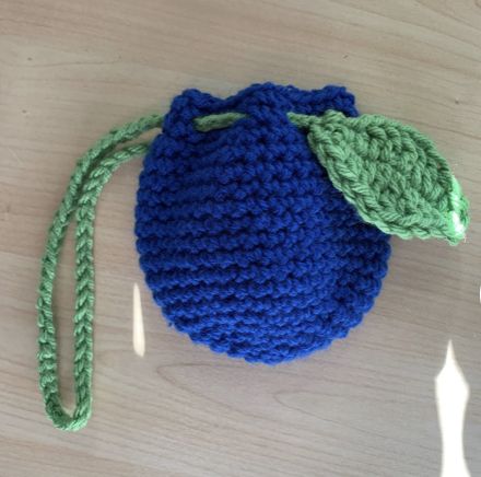 Crochet Blueberry Bag, Blueberry Crochet, Purim Costume, Crochet Small Bag, Crochet Fruit, Crochet Backpack, Pixel Crochet, Crochet Pouch, Blueberry Muffin