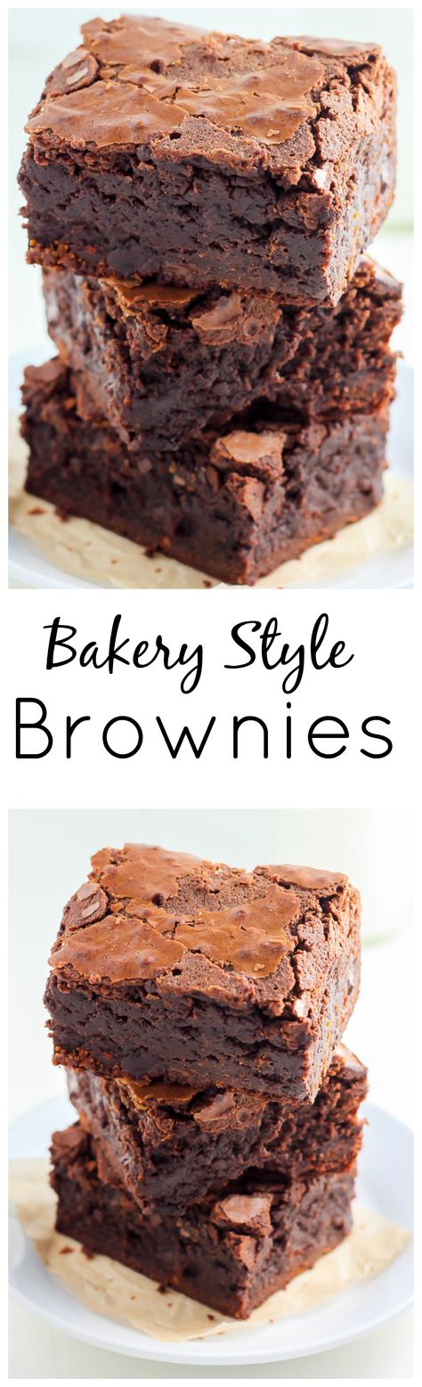 This is the recipe for the FAMOUS Baked Bakery brownies! Super thick, fudgy, and sure to win you over! Posted by: DebbieNet.com Bakery Brownies, Cake Brownie, Patisserie Fine, Yummy Sweets, Food Cakes, Eat Dessert, Brownie Recipes, Sweets Treats, Healthy Dessert