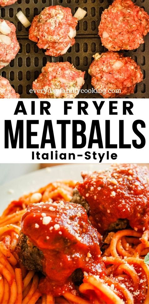 Easy healthy air fryer meatballs recipe. They're made with ground beef and are cooked in little time. Includes directions to freeze them and air fry them from frozen. #meatballs #airfryer #airfyerdinner Meatballs Airfryer Time, Ground Beef Meatballs Air Fryer, Easy Meatball Recipes Air Fryer, Air Fryer Meals With Ground Beef, Meatball Recipes Airfryer, Air Fryer Meatballs Recipe, Air Fryer Meatballs, Low Fat Air Fryer Recipes, Ground Beef Meatballs