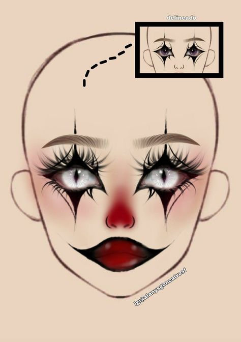 Ig/tiktok@alanysgoncalvesf Nuevo boceto❤ Crazy Makeup Art, Make Up Yeux, Creepy Clown Makeup, Cute Clown Makeup, Halloweenský Makeup, Scary Clown Makeup, Holloween Makeup, Wanna Recreate, Creepy Makeup