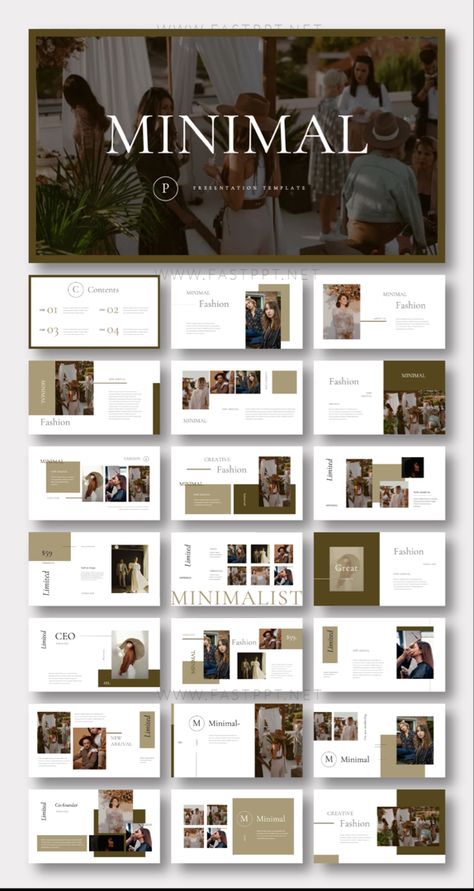 Powerpoint Design With Pictures, Classy Powerpoint Design, Minimalist Presentation Design Template, Fashion Powerpoint Template, Minimalist Powerpoint Design, Presentation Design Powerpoint, Creative Presentation Design, Fashion Powerpoint, Fashion Presentation