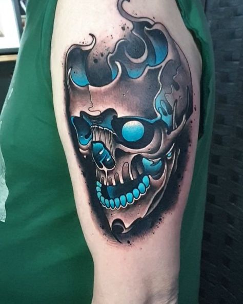 Colored Tattoo For Men, Skull Tattoo Design For Men, Colour Tattoo Men, Color Tattoo For Men, Cover Up Tattoos For Men, Wildlife Tattoo, Colour Tattoo, World Famous Tattoo Ink, Evil Tattoo