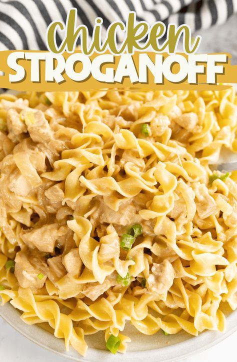 Chicken Stroganoff Recipe Easy, Stroganoff Recipe Easy, Stroganoff Chicken, Easy Chicken Stroganoff, Easy Chicken Dinner Ideas, Chicken Stroganoff Recipe, Leftover Chicken Recipes Easy, Chicken Noodle Casserole Recipe, Chicken Main Dish Recipes