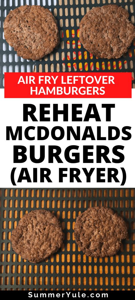 Can you reheat McDonalds burger? You sure can! Learn how to reheat McDonalds burgers in the air fryer- it only takes 4 minutes! Air frying is the best way to reheat burger without a microwave. Learn all of my tips and tricks on how to reheat a burger without drying it out! Use this guide on reheating beef burgers to warm up any of your favorite fast food burgers. #airfryer #McDonalds #keto #lowcarb #hamburger #reheat #burger Reheat Burger In Air Fryer, Burger In Air Fryer, Frisco Burger, Cheeseburger Mcdonalds, Airfryer Steak, Hamburg Recipes, Reheat Turkey, Mcdonalds Burger, Mcdonalds Fries