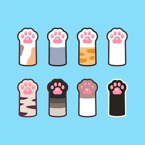 Cute Stickers Printable Kawaii, Stickers Printable Kawaii, Cute Stickers Printable, Paw Cartoon, Cat Doodle, Cat's Paw, Dog Cartoon, Dog Icon, Cat Vector