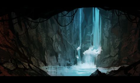 Underground Temple, Underground Waterfall, Underground River, Book Pictures, Setting Ideas, The Lightning, Ancient Civilizations, Middle Earth, Fantasy Landscape