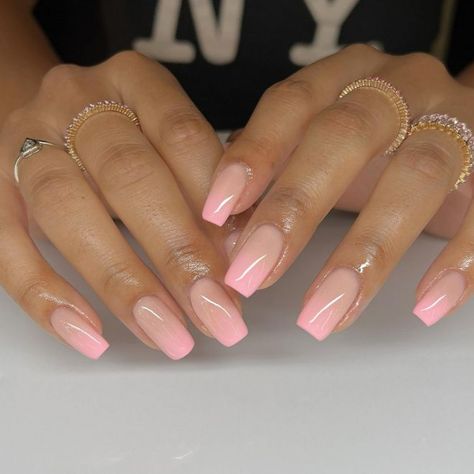 Classy Pink Ombre Nails, Colorful Pastel Nails, Structured Gel Manicure, Structured Manicure, Pastel Nail Colors, Ombre Nail Colors, Pastel Pink Nails, Pink Tip Nails, Coffin Nails Ombre