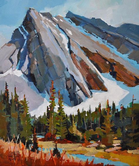 Mountain Landscape Painting, Canvas For Beginners, Art Village, Canvas Painting Tutorials, Canadian Art, Interior Design Art, Mountain Paintings, Mountain Art, Landscape Illustration