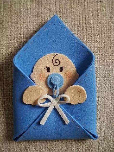 Baby Shower Envelope Ideas, Moldes Para Baby Shower, Baby Congratulations Card, Idee Babyshower, Baby Cards Handmade, Baby Shower Crafts, Unisex Baby Shower, Diy Baby Shower Gifts, Baby Shower Decorations For Boys