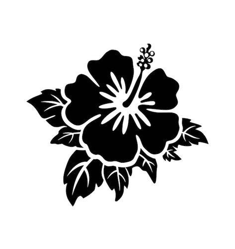 Dibujo de silueta de flor de hibisco exó... | Premium Vector #Freepik #vector #flores-vintage #flor-rosa #decoracion-flores #floral-rosa Tattoo Silhouette, Vector Tattoo, Flower Pattern Drawing, Henna Stencils, Floral Stencil, Diy Leaves, Flower Logo Design, Silhouette Drawing, Flower Vector