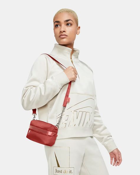 Nike Sportswear Futura Luxe Women's Cross-Body Bag. Nike CA Bag Nike, Black White Fashion, Cross Body Bag, Nike Sportswear, Body Bag, Leather Backpack, Fashion Backpack, Cross Body, Zip Pockets