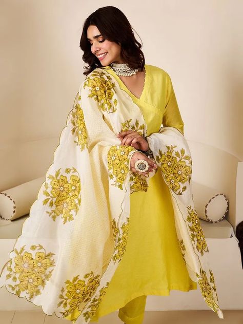 Buy Yellow Chanderi Suit- Set of 3 | FLSAS019/FABL11JUL Chanderi Suit, Rakhi Special, Chanderi Suits, Special Dress, Indian Heritage, Special Dresses, New Launch, Suit Set, Ethnic Wear