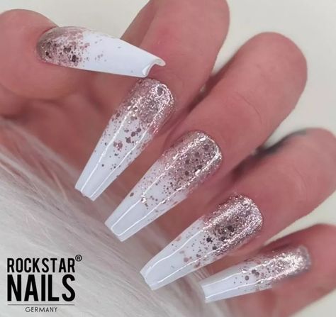 Deb Nails, Nails Milky White, Nails Milky, Nail Picking, White Gel Nails, Rosé Gold, Rose Gold Nails, Gel Designs, Ballerina Nails