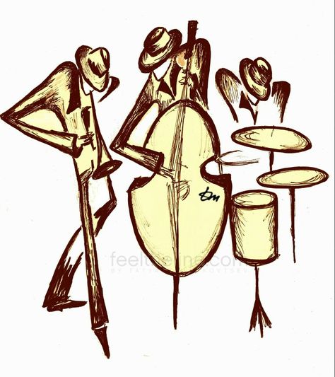 the #band #newartwork #musicband #music #jazz Jazz Band Drawing, Jazz Animation, Musical Sketches, Gramophone Drawing, Band Sketch, Jazz Drawing, Jazz Illustration, Drawing Sketch Ideas, Watercolor Music