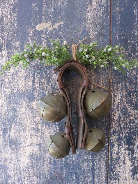 Ebay: Large antique brass sleigh bells on leather strap Vintage Sleigh Bells, Antique Sleigh, Simple Holiday Decor, Sleigh Bells, Making Spirits Bright, Sleigh Bell, Holiday Village, Christmas Sleigh, 2024 Christmas