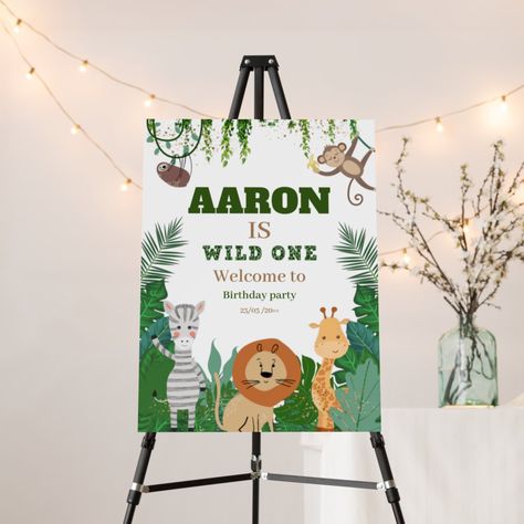 Safari Baby Birthday, Jungle Safari Baby, Welcome Board, Birthday Welcome Sign, Jungle Safari, Safari Baby, Wild One, Birthday Decor, Make Your Own Poster