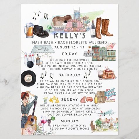 Nashville Invitation, Destination Birthday Party, Itinerary Invitation, Bachelorette Weekend Itinerary, Nashville Bachelorette Party, Nashville Bachelorette, Weekend Itinerary, Last Ride, Bachelorette Trip