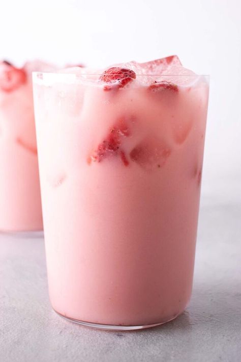 Strawberry Coconut Milk by ohhowcivilized | Quick & Easy Recipe | The Feedfeed Pink Drink Starbucks Recipe, Pink Drink Copycat, Starbucks Pink Drink Recipe, Pink Drink Starbucks, Coconut Milk Drink, Starbucks Pink Drink, Pink Drink Recipes, Drink Starbucks, Starbucks Strawberry