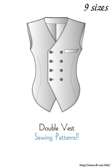 Cowboy Vest Pattern, Vest Sewing Patterns, Double Vest, Vest Pattern Sewing, Vest Free Pattern, Clothing Diys, Steampunk Clothes, Vest Sewing, Vest Patterns