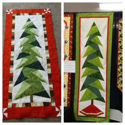 trees Christmas Tree Quilted Wall Hanging, Quilted Wall Hangings Patterns, Christmas Tree Quilt, Christmas Tree Wall, Christmas Quilt Patterns, Hanging Quilts, Modern Christmas Tree, Christmas Wall Hangings, Holiday Quilts