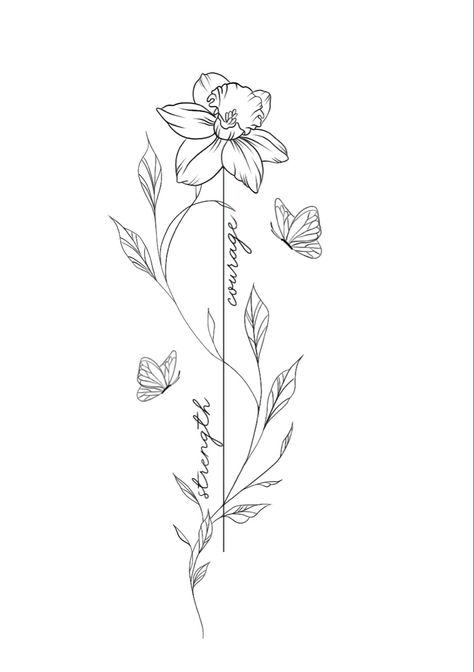 Flower Writing Tattoo, Perfectly Imperfect Tattoo With Flowers, Freesia Flower Tattoo, Floral Spine Tattoo, Tattoo Rug, Freesia Flowers, Remembrance Tattoos, Writing Tattoos, Uni Room