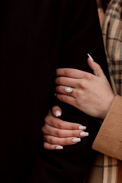 Engagement Rings Photoshoot, Rings Photoshoot, Photoshoot Nails, Engagement Ring Photoshoot, Engagement Photos Chicago, Ring Photoshoot, Snow Engagement Photos, Winter Engagement Pictures, Engagement Announcement Photos