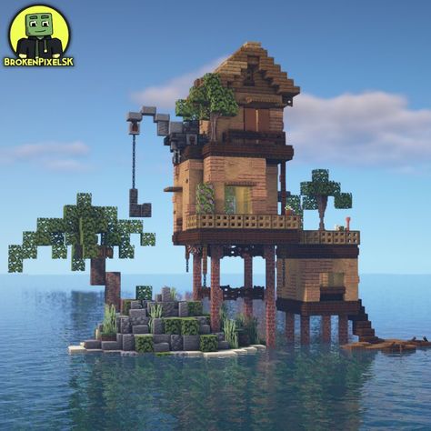 Desert Island survival base in Minecraft Minecraft Small House, Minecraft Houses Survival, Island Survival, Minecraft Interior Design, Deserted Island, Minecraft City, Minecraft Plans, Minecraft Inspo, Minecraft Construction