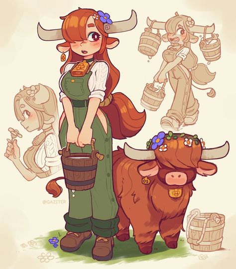 Hybrid Art, Creature Concept, Character Design References, Illustration Character Design, Dnd Characters, Drawing Reference Poses, Highland Cow, Cartoon Art Styles, Art Reference Poses