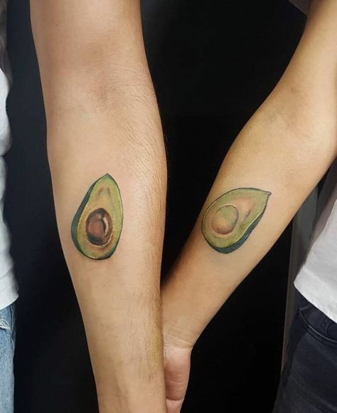 Feed Your Avo Obsession with These Creative Avocado Tattoos - KickAss Things Couple Tattoos Avocado, Avocado Tattoos, Avocado Couple, Infinity Tattoos For Couples, Avocado Tattoo, Unique Infinity Tattoo, Infinity Couple Tattoos, Chef Tattoo, Luna Tattoo