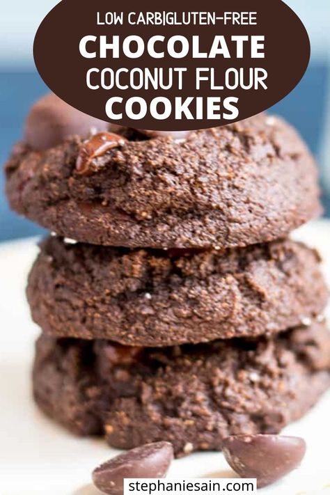 Coconut Flour Desserts, Dolce Poche Calorie, Galletas Keto, Coconut Flour Cookies, Coconut Flour Recipes, Healthy Low Carb, Low Carb Chicken Recipes, Low Carb Cookies, Low Carb Chocolate