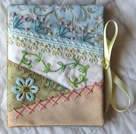 CQ Needle Book | Kathy | Flickr Quilt Book Cover, Crazy Quilt Stitches, Sewing Case, Fabric Book Covers, Crazy Patchwork, Crazy Quilting, Needle Cases, Fabric Journals, Stitch Book