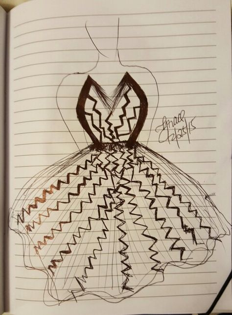 Zigzag inspired Dress Zig Zag Drawing, Drawing Sketching, Pen Art, Drawing Sketch, Inspired Dress, Zig Zag, Line Drawing, Art Design, Sketch