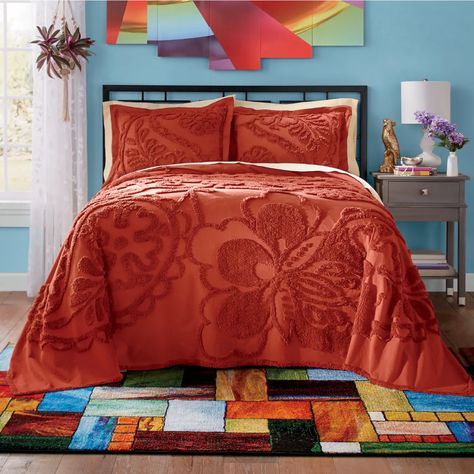 Twin Bedspreads, Bedroom Orange, Country Door, Chenille Bedspread, Quilt Comforter, Bedroom Decor Design, Full Size Bed, Buy Now Pay Later, Boho Bedroom