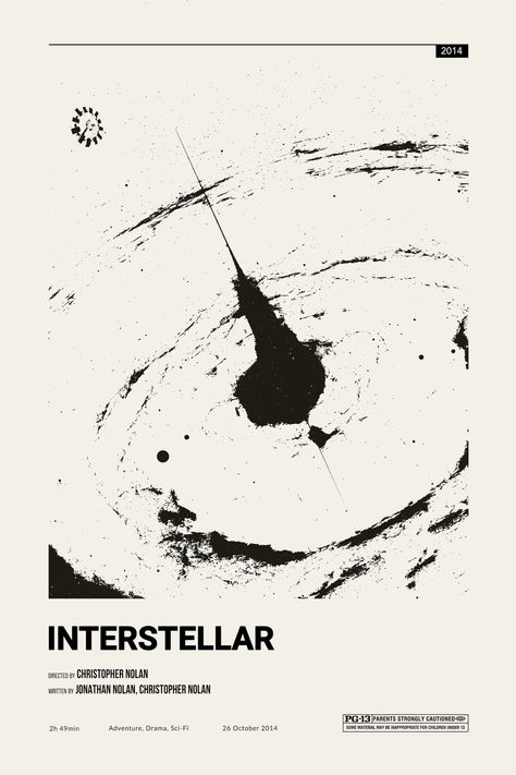 Interstellar Graphic Design, Black And White Poster Ideas, R&b Poster Design, Interstellar Poster Art, Simplistic Graphic Design, Movie Posters Black And White, Black And White Movie Posters, Negative Space Poster, Film Sketch