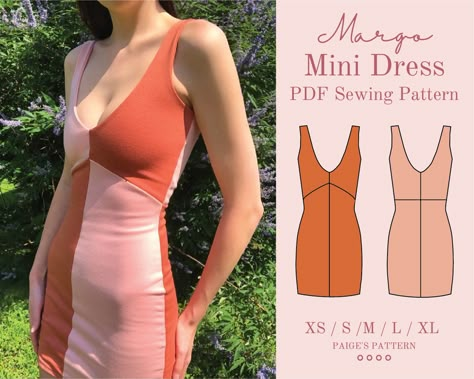 Color Block Dress Pattern, Dress Patterns Uk, Mini Dress Sewing Pattern, Mini Dress Sewing, Bodycon Dress Pattern, Sewing Projects Clothes, Diy Clothes And Shoes, Sewing Design, Diy Sewing Clothes