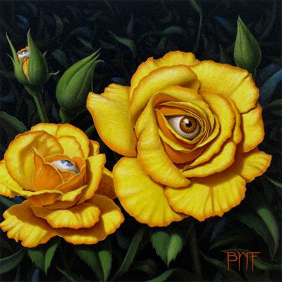 Blake Flynn Surreal Flowers, Moody Art, Yellow Art, Pop Surrealism, Color Pencil, Yellow Painting, Ethereal Art, Eye Art, Cthulhu