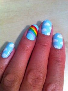 Nails With Rainbow, Dash Nails, Nail Art For Summer, Rainbow Nail Art Designs, Art For Summer, Cloud Nails, Bra Shopping, Summer Themes, Rainbow Nail Art